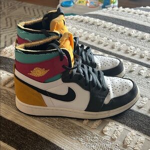 Nike Air Jordan High Top Sneakers in Black, White, Yellow, Teal, Pink